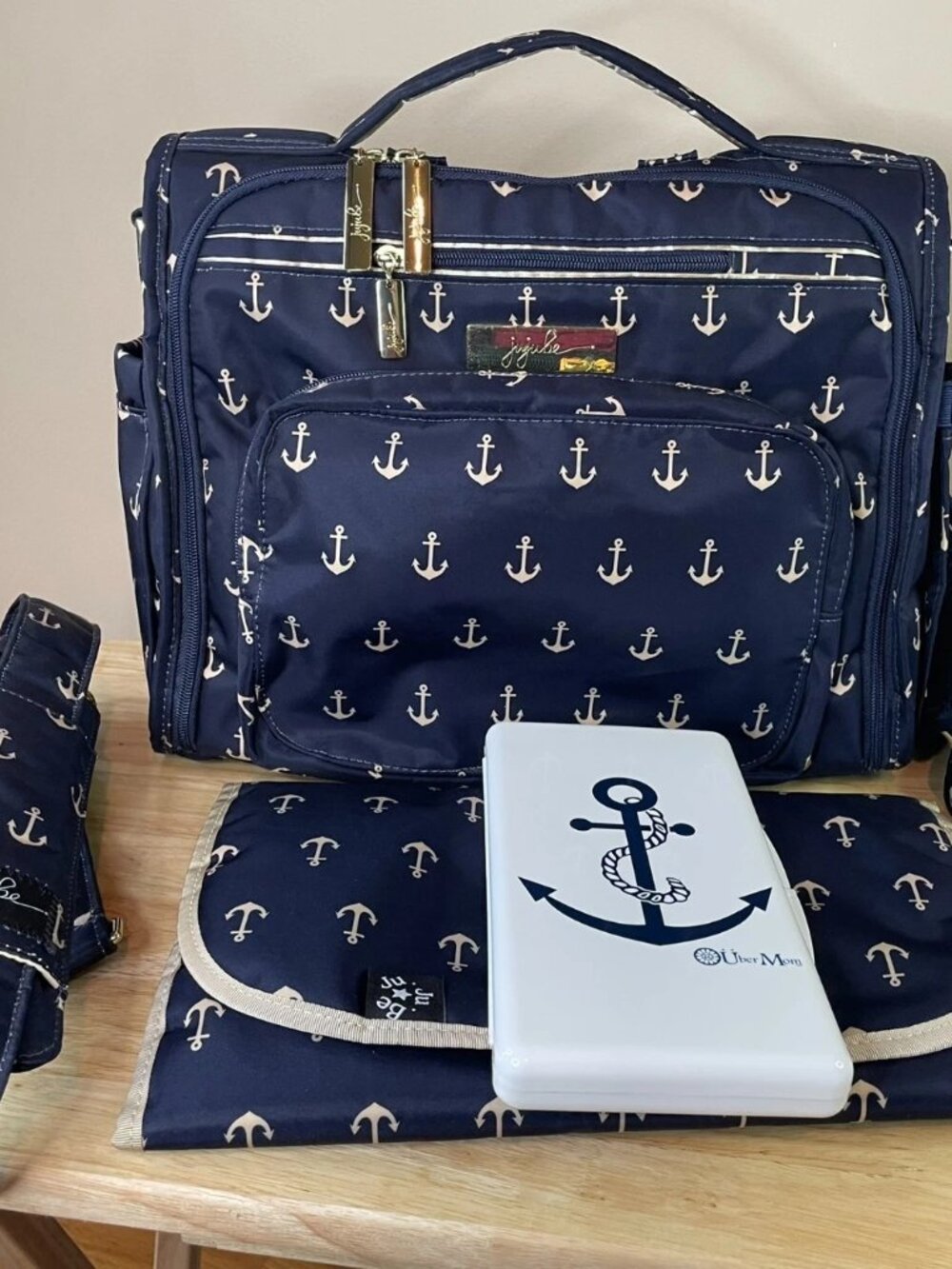 JuJuBe B.F.F. The Admiral Diaper Bag Backpack Navy Anchor Legacy Collection